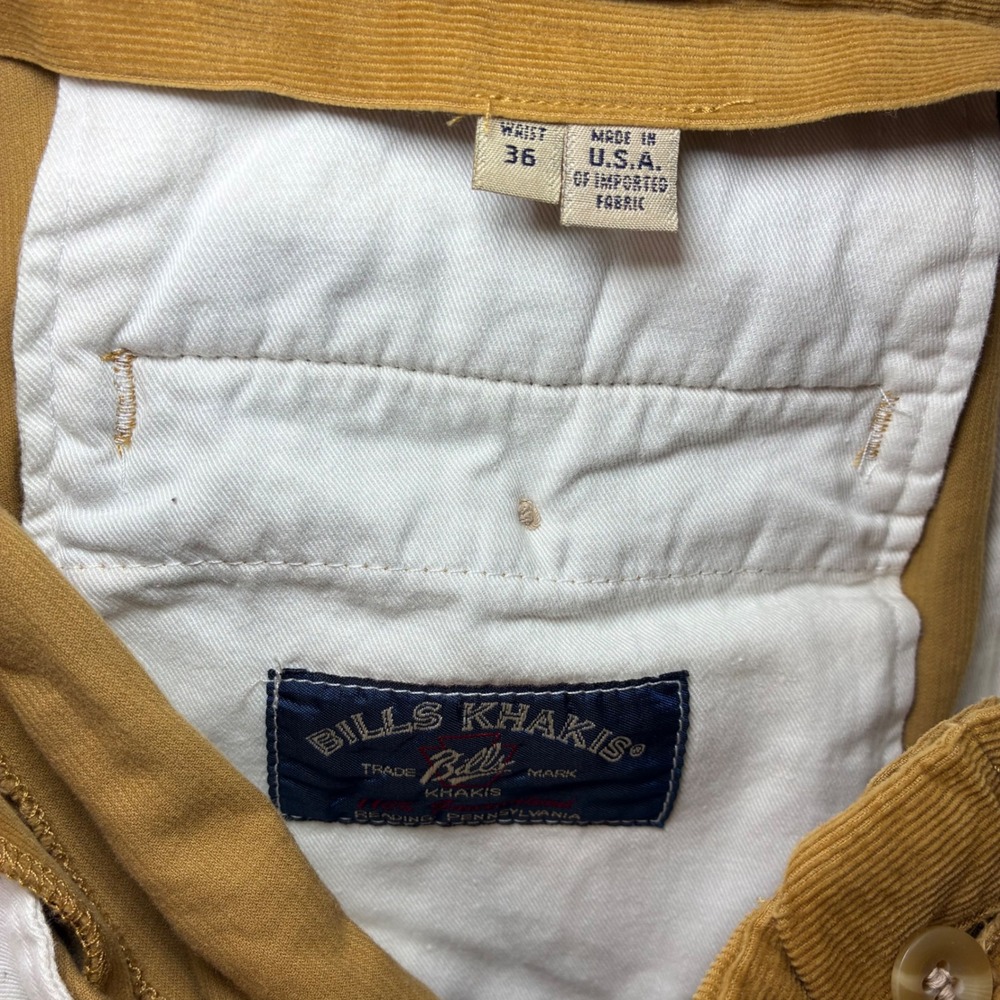Bills Khakis Corduroy Pants Men 36x32 Brown Pleated Vintage USA Classic Preppy - Picture 4 of 9